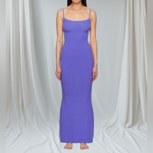 SKIMS Dresses & Skirts - 💜 SKIMS Soft Lounge Long Slip Dress | Purple/Tanzanite XXS NWOT Ribbed Maxi